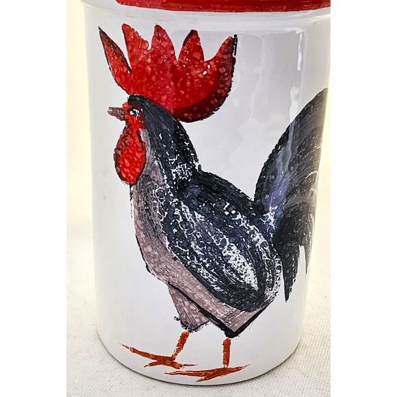 CERAMIC KITCHEN UTENSIL HOLDER/WINE HOLDER-Made in Italy-Hand Painted-Rooster - Picture 5 of 10